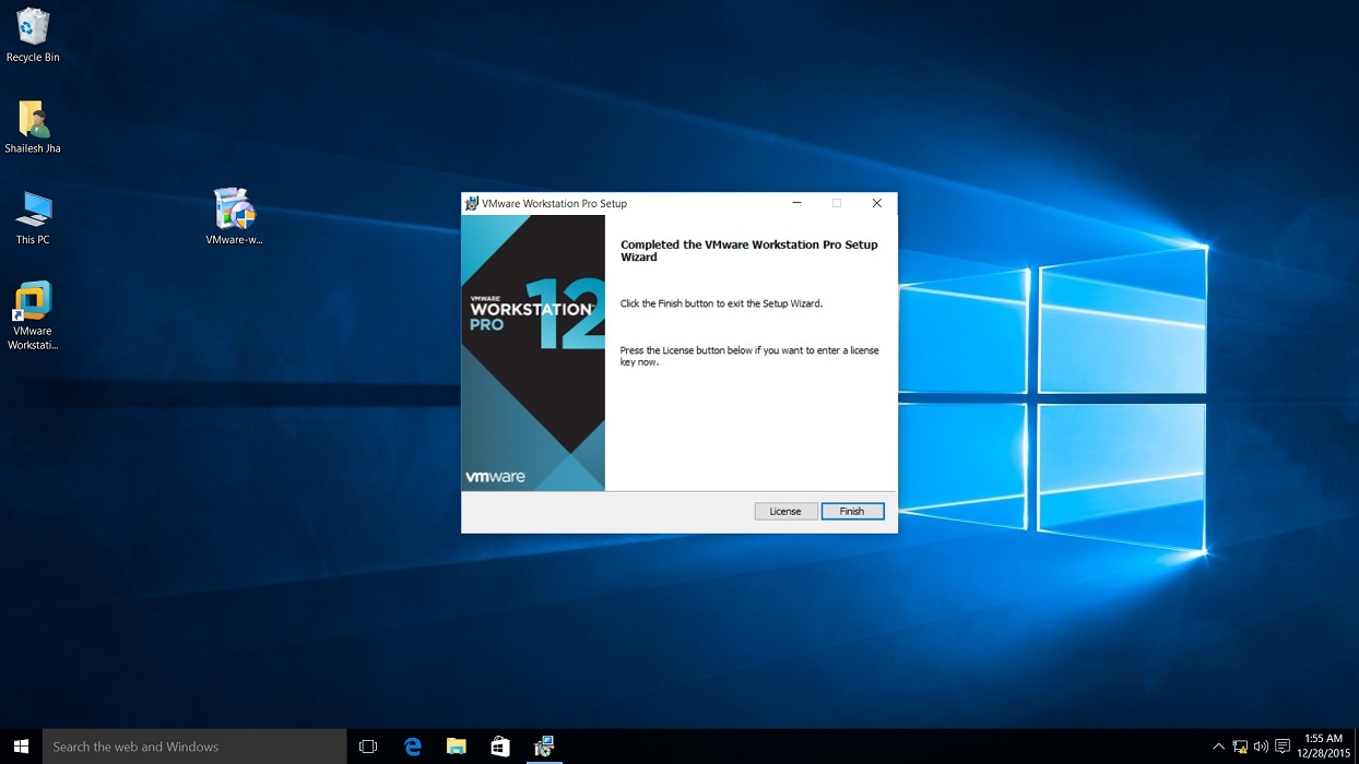 vmware workstation 12 pro installation complete dialog box 
