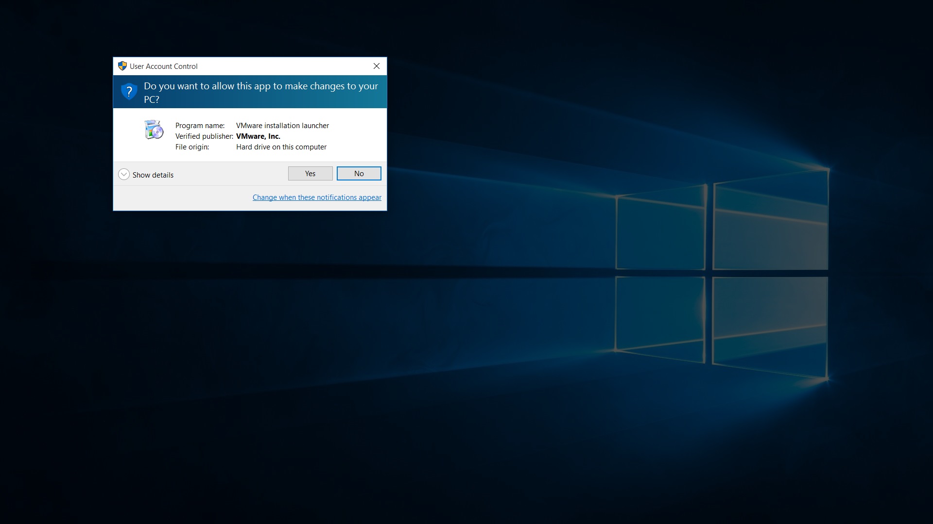 vmware workstation 12 pro installer windows 10 UAC 