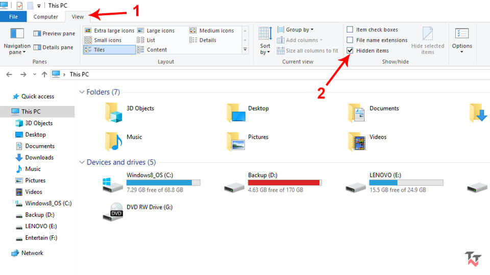Show hidden items