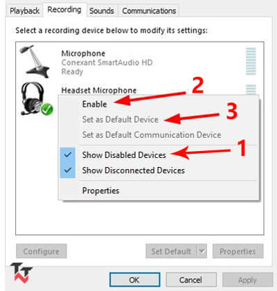 Set Mic as Default