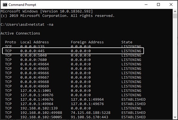 tcp port 445