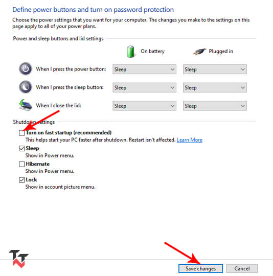 Disable Fast Startup