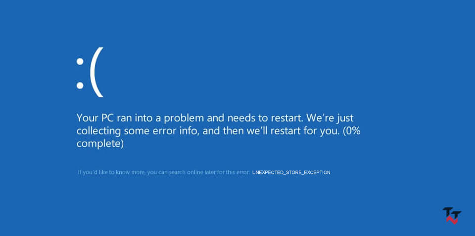 UNEXPECTED_STORE_EXCEPTION Error